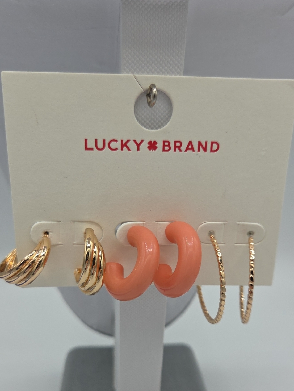 5 for $25! Lucky Brand Gold Tone Coral Hoop Earring Set